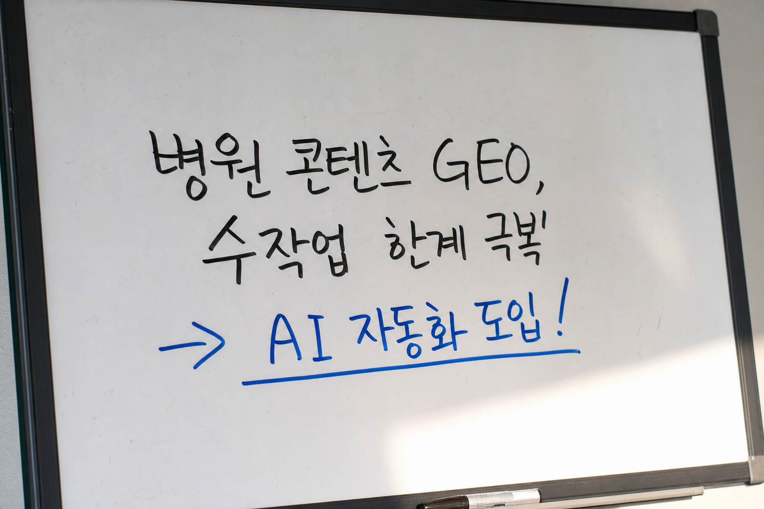 병원 GEO, 수작업 한계 넘는 AI 자동화 콘텐츠 전략: 월 80편을 사람 3명 없이