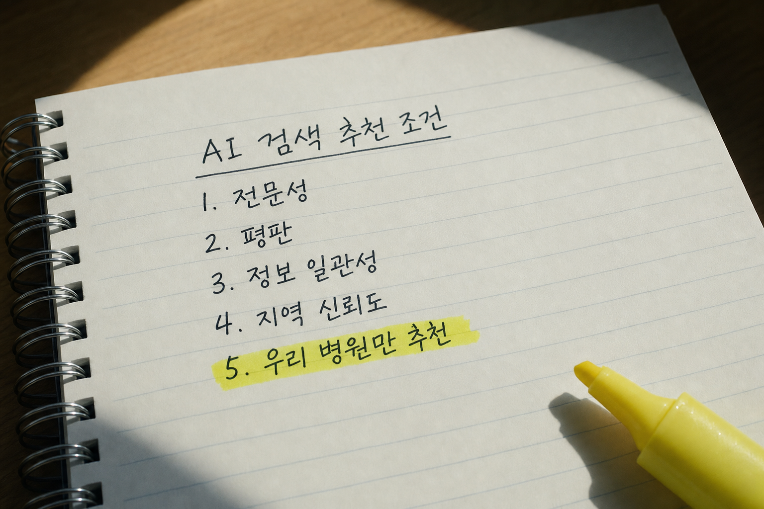 병원 GEO 최적화: AI 검색에서 우리 병원만 '추천'받는 5가지 조건