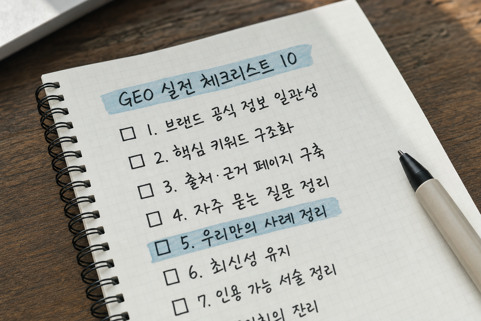 ChatGPT 브랜드 추천, GEO 실전 체크리스트 10: AI가 우리 브랜드를 인용하게 만드는 법